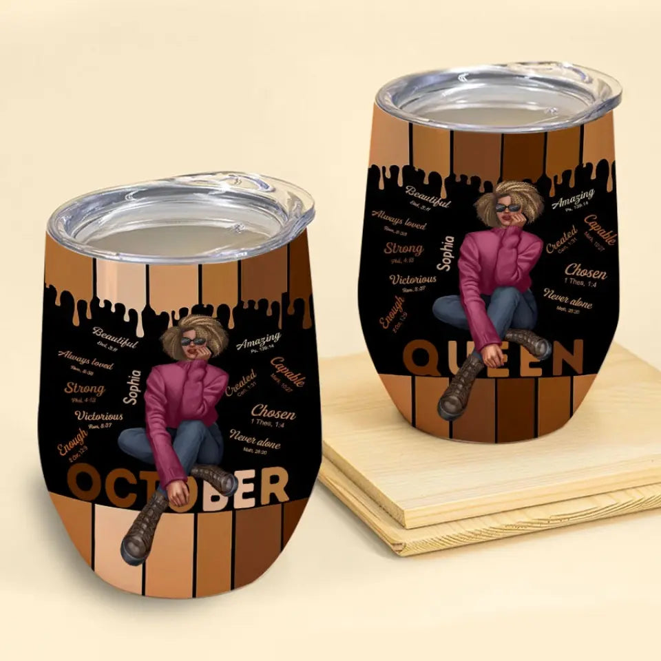 Personalized Wine Tumbler - Birthday Gift For October Queen, October birthday gifts, October Birthday Gift idea For Her