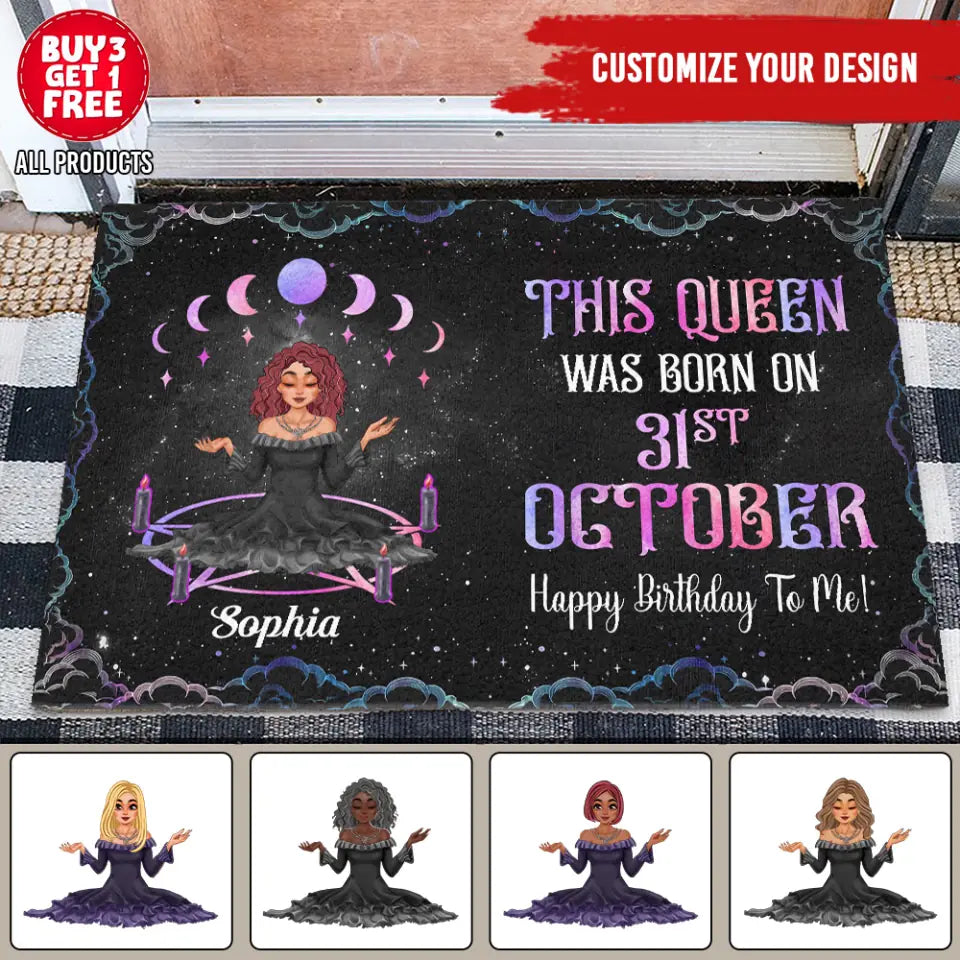 Personalized Doormat, October Girl, Queens are Born In October, October Birthday, Decor Home, Halloween Gift