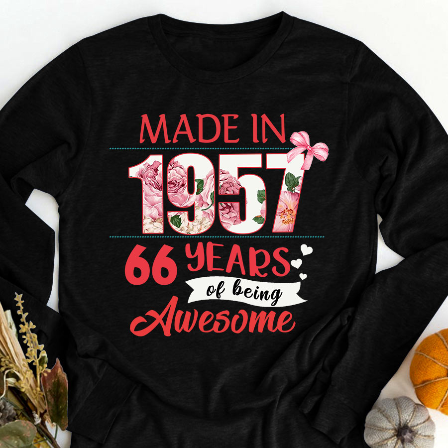 66th birthday gifts ideas 66th birthday shirt for her back in 1957 turning 66 shirts 66th birthday t shirts for woman