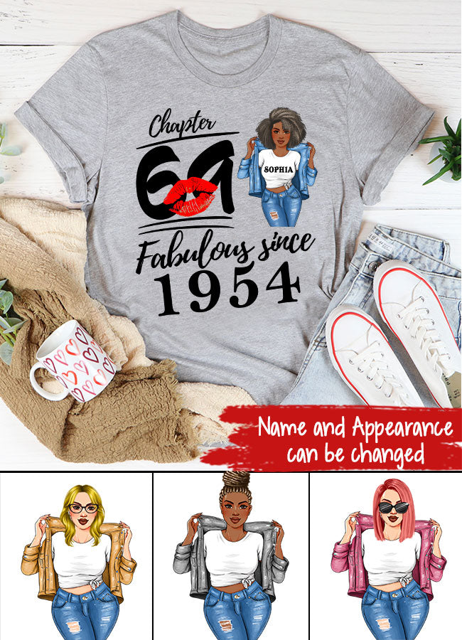 Chapter 69, Fabulous Since 1954 69th Birthday Unique T Shirt For Woman, Custom Birthday Shirt, Her Gifts For 69 Years Old , Turning 69 Birthday Cotton Shirt