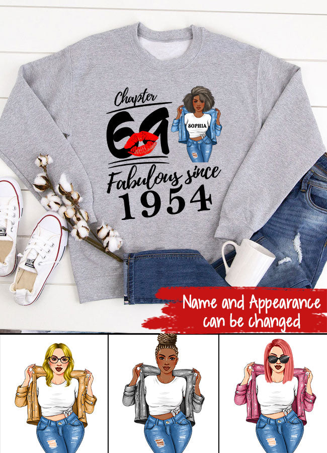 Chapter 69, Fabulous Since 1954 69th Birthday Unique T Shirt For Woman, Custom Birthday Shirt, Her Gifts For 69 Years Old , Turning 69 Birthday Cotton Shirt