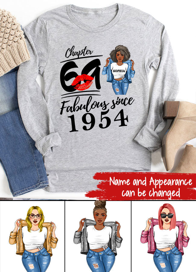 Chapter 69, Fabulous Since 1954 69th Birthday Unique T Shirt For Woman, Custom Birthday Shirt, Her Gifts For 69 Years Old , Turning 69 Birthday Cotton Shirt