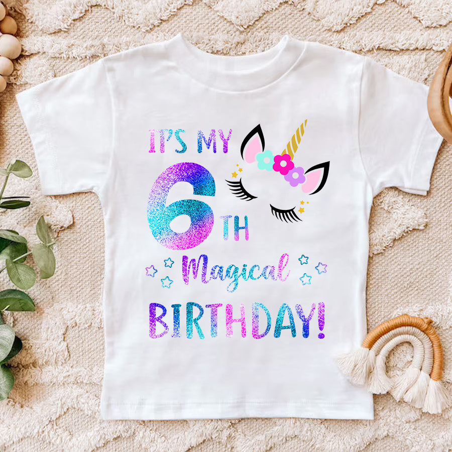 6th Birthday Shirt, Girl, 6 Birthday Shirt, Unicorn 6th Birthday Shirt, Six Birthday Shirt, Cute Birthday Shirt Ideas, Best T Shirts 2021, Baby Shirt
