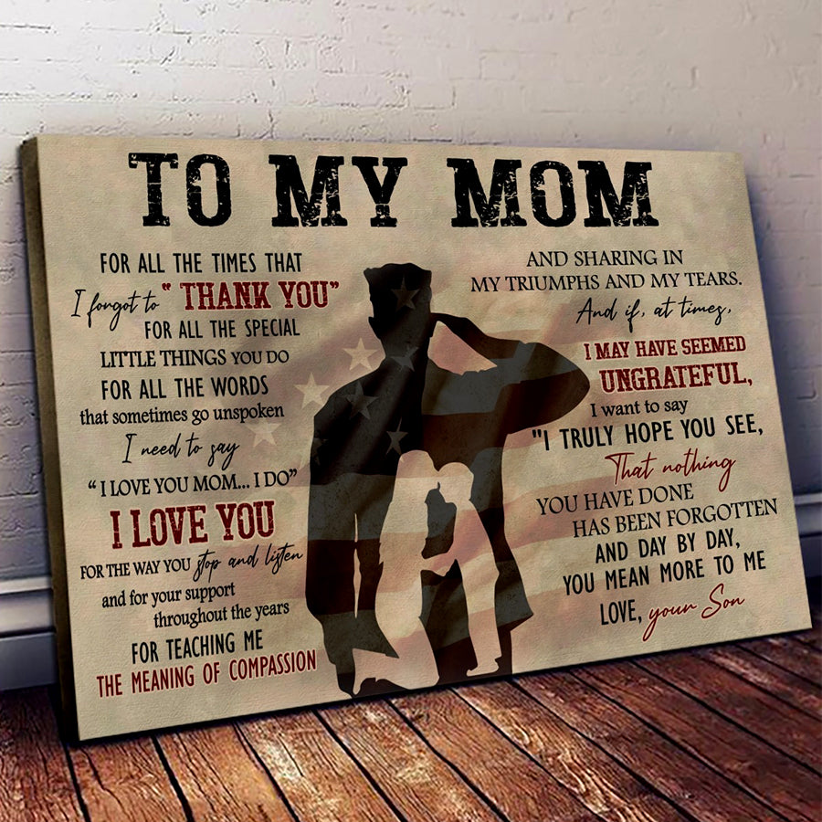 To my mom mother's day poster, Son To Mom Gifts, Mother's Day Decoration, Best Gifts for Mom, veteran poster, Wall Art Decor, Mother Day Gift