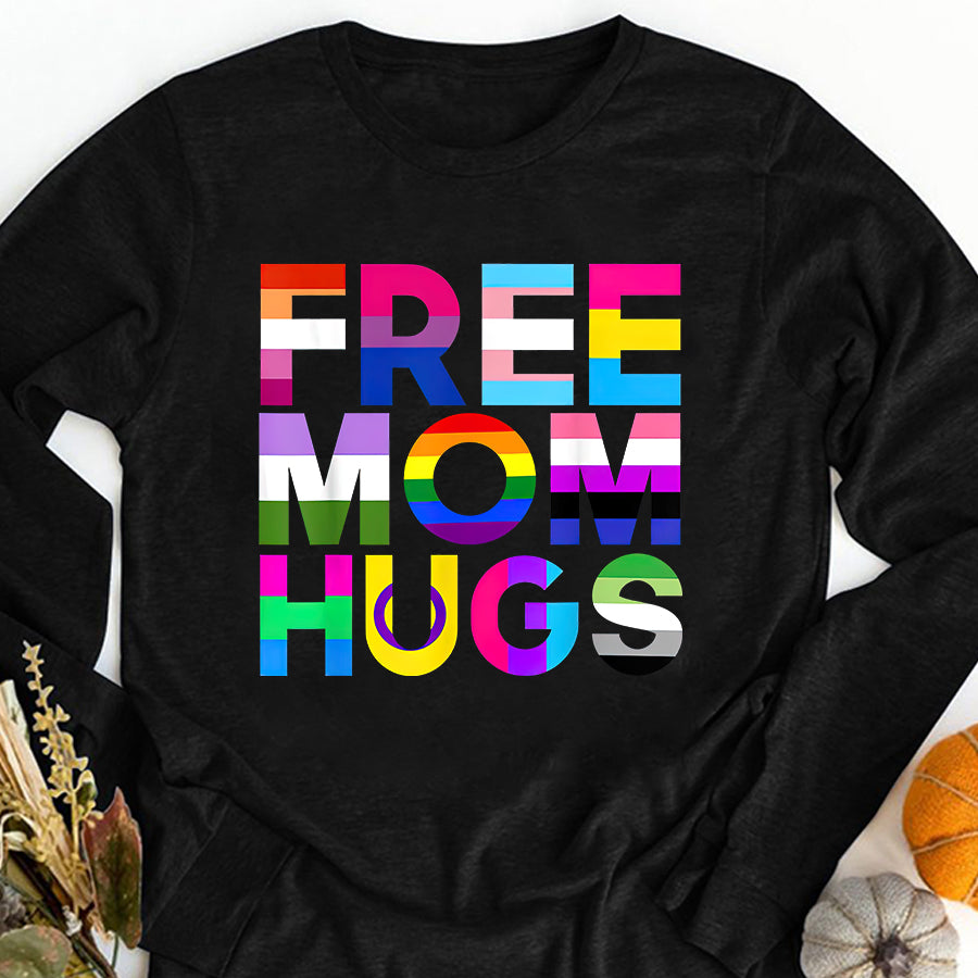 LGBT Shirts, Rainbow Pride Shirt, Free Mom Hugs Tshirt Rainbow LGBTQ LGBT Pride Month T-Shirt