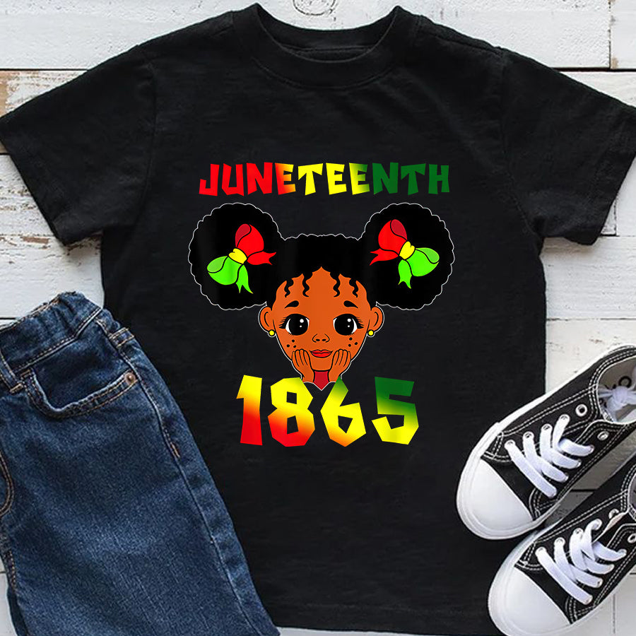 Juneteenth Youth Shirt Juneteenth Celebrating 1865 Cute Brown Skin Girls Kids Teens T-Shirt