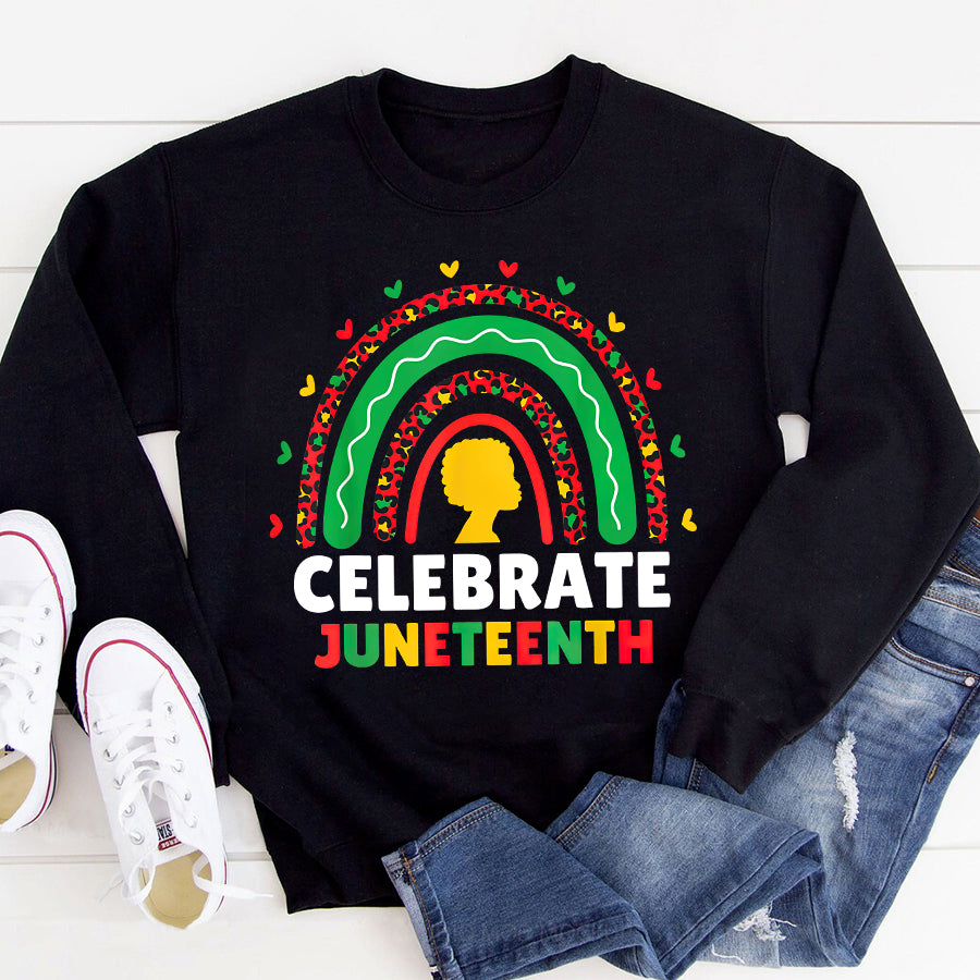 Juneteenth Shirt Celebrate Juneteenth Independence Day Black Women Rainbow T-Shirt