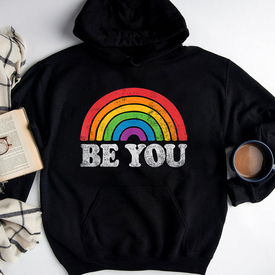 LGBT Shirts, Rainbow Pride Shirt, LGBTQ Be You Gay Pride LGBT Ally Rainbow Flag Retro Vintage T-Shirt