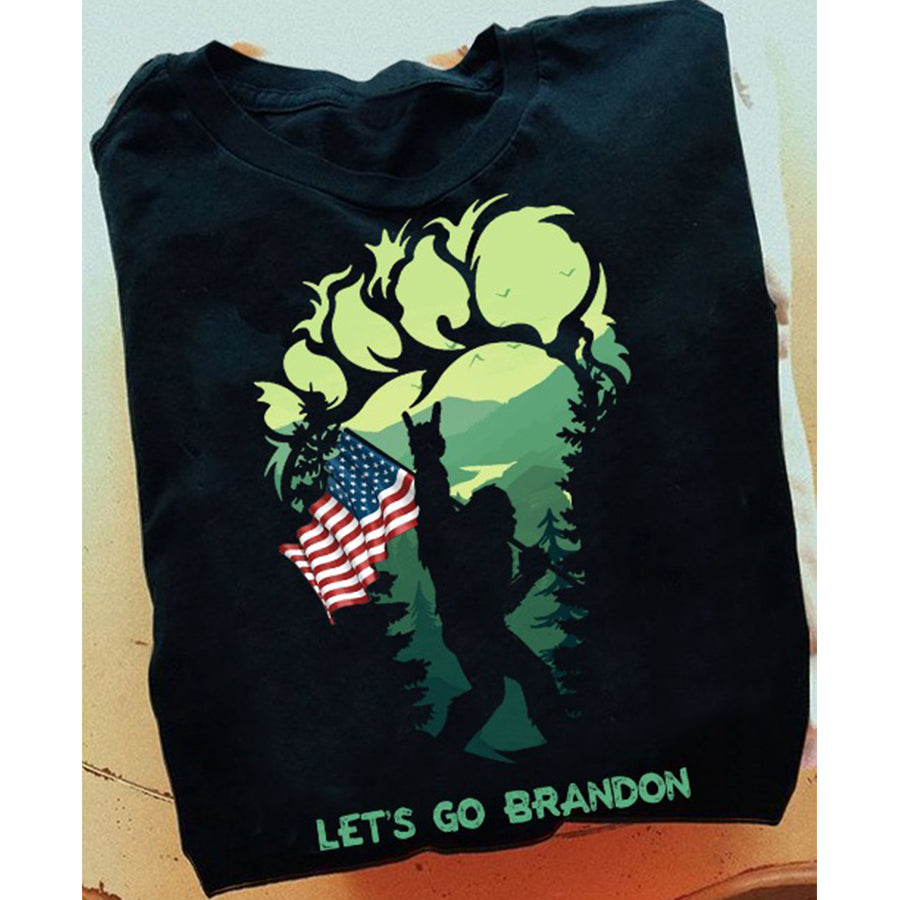 Let's Go Brandon Shirt, Bigfoot T Shirts Funny, Big Foot Shirt Lovers Unisex Cotton T Shirt