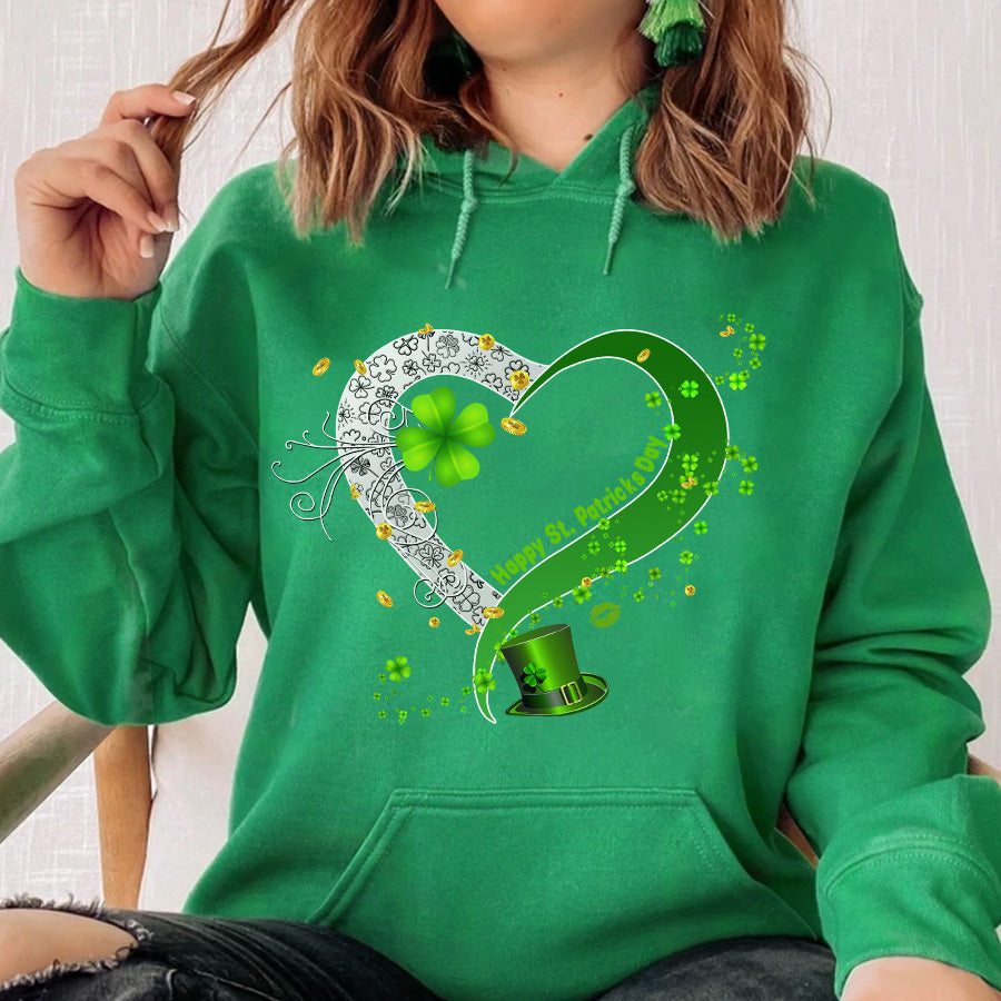 Saint Patrick&#39;s Day Heart Shirt, St Patrick Day Shirt, Shamrock Shirt, Heart Shamrock Shirt, Lucky Shirt, Irish Shirt, St. Paddy&#39;s Day Shirt