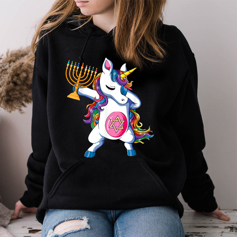 Jewnicorn Funny Hanukkah Unicorn Gift Pajamas Kids T Shirt, Funny Hanukkah Shirts, Chanukah Gifts For Kids