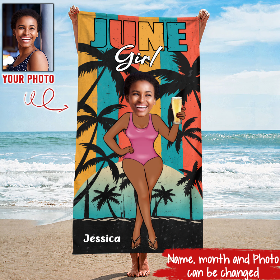 Funny Memaid Towel - Personalized Beach Towel, Birthday Gift For June Queen, June Birthday Gifts, June Birthday Gift Idea For Her