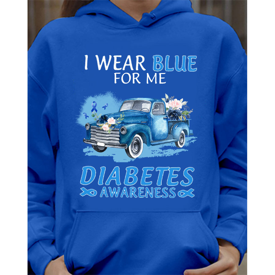 Truck Car I Wear Blue For Me T Shirt , T1D Diabetes Awareness Gift, World Diabetes Day, Blue Ribbon