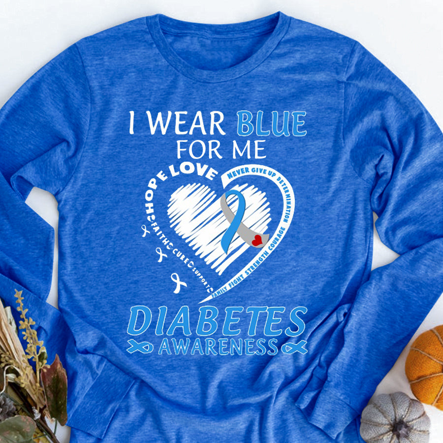 I Wear Blue For Me T Shirt , T1D Diabetes Awareness Gift, World Diabetes Day, Blue Ribbon
