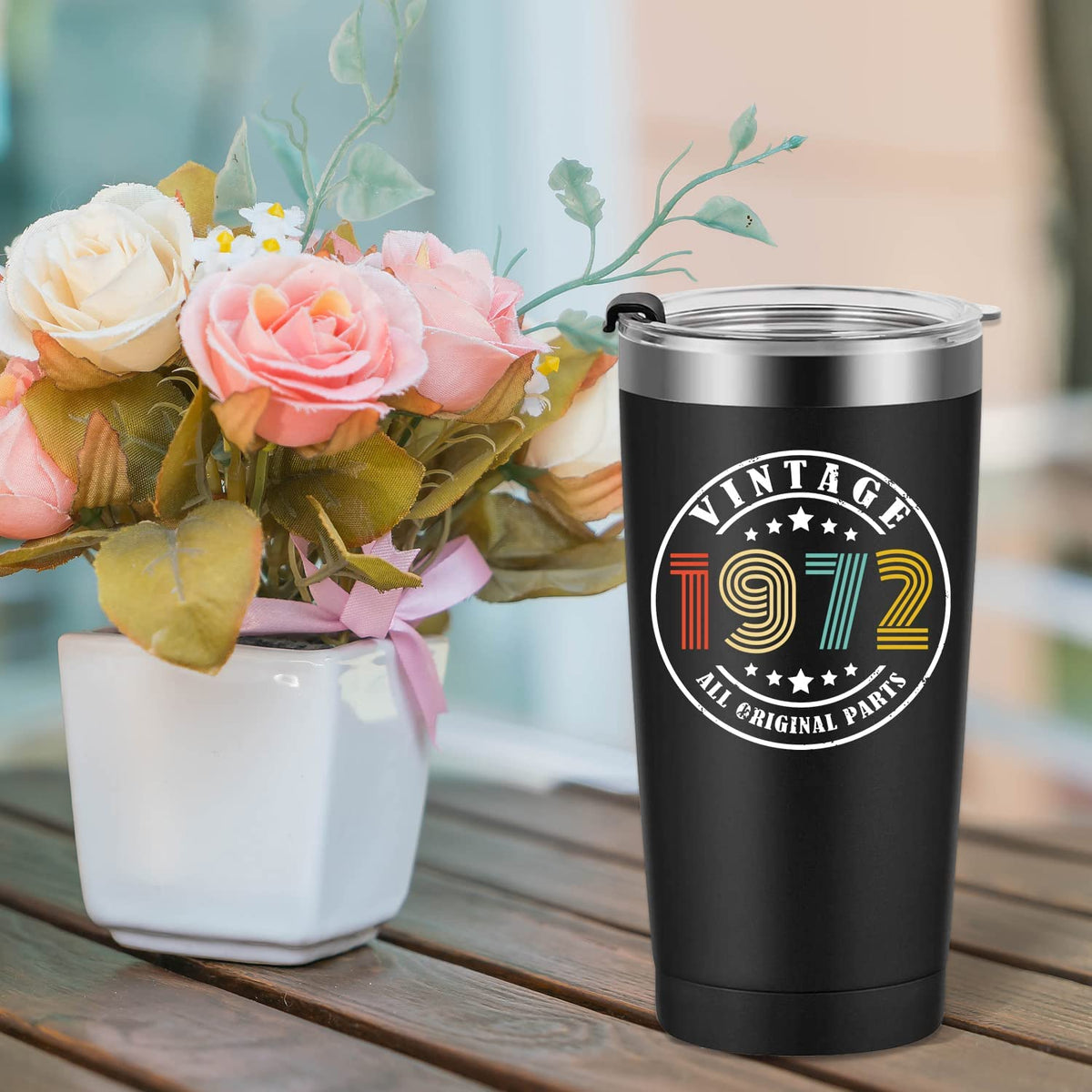 50th Birthday Gifts for Men Women Friends, Tumbler 20 oz, Double Sided Printed Birthday, Back in 1972 Old Time Information