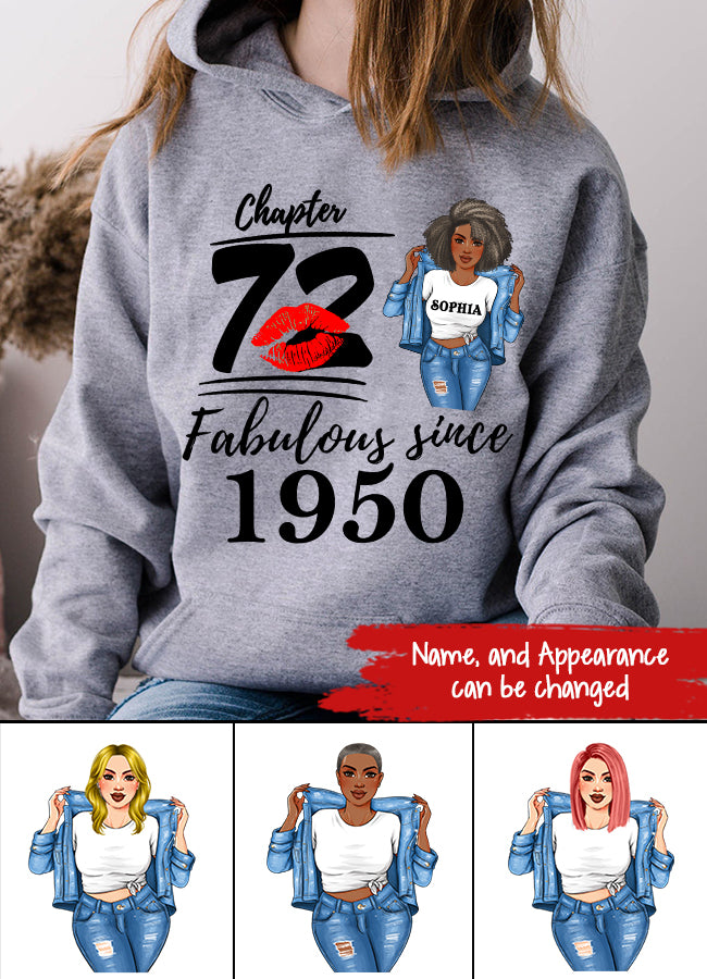 Chapter 72, Fabulous Since 1950 72th Birthday Unique T Shirt For Woman, Custom Birthday Shirt, Her Gifts For 72 Years Old , Turning 72 Birthday Cotton Shirt