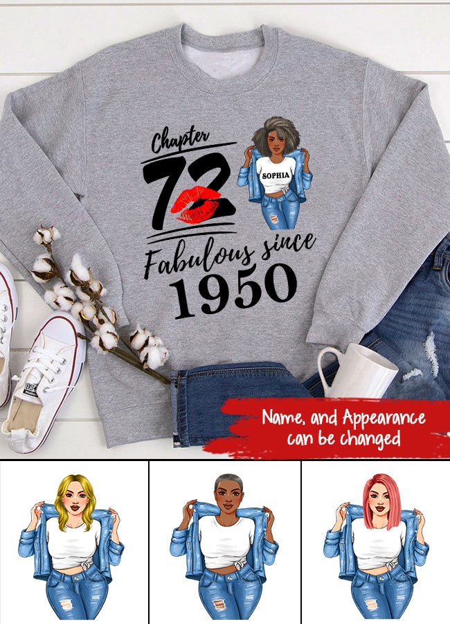 Chapter 72, Fabulous Since 1950 72th Birthday Unique T Shirt For Woman, Custom Birthday Shirt, Her Gifts For 72 Years Old , Turning 72 Birthday Cotton Shirt