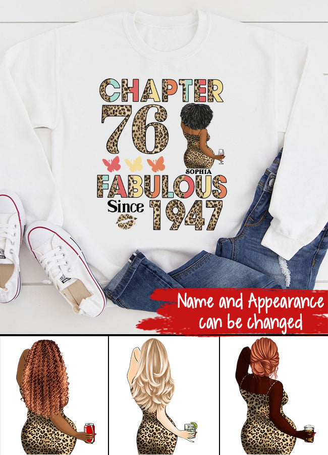 Chapter 76, Fabulous Since 1947 76th Birthday Unique T Shirt For Woman, Custom Birthday Shirt, Her Gifts For 76 Years Old , Turning 76 Birthday Cotton Shirt