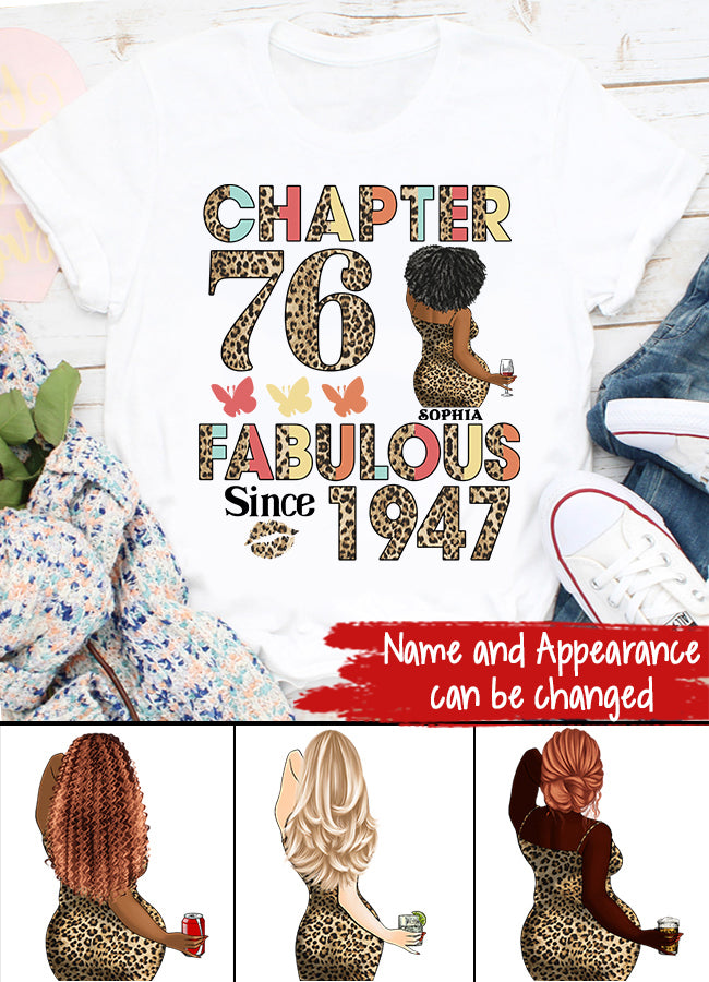 Chapter 76, Fabulous Since 1947 76th Birthday Unique T Shirt For Woman, Custom Birthday Shirt, Her Gifts For 76 Years Old , Turning 76 Birthday Cotton Shirt