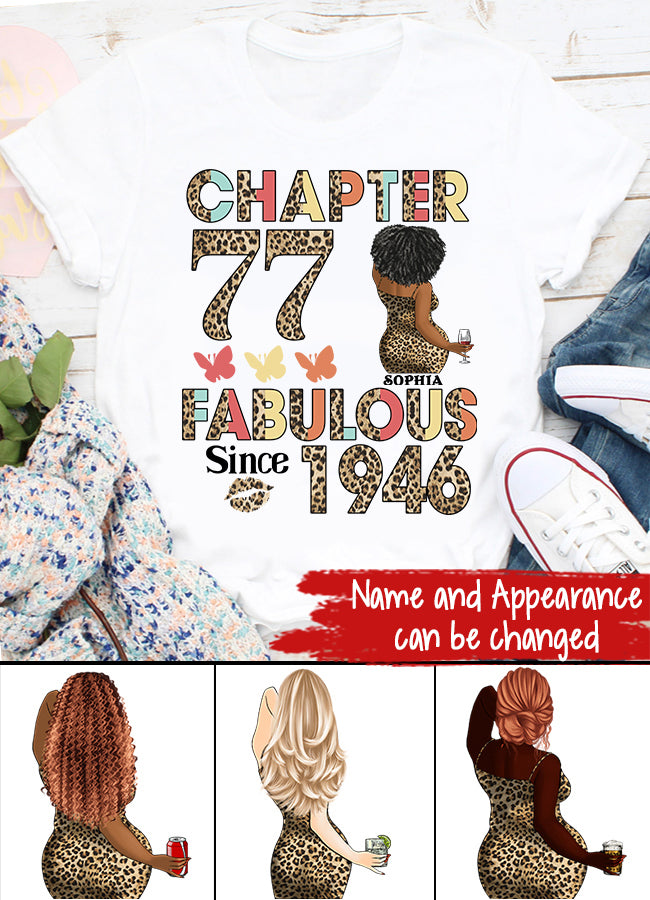 Chapter 77, Fabulous Since 1946 77th Birthday Unique T Shirt For Woman, Custom Birthday Shirt, Her Gifts For 77 Years Old , Turning 77 Birthday Cotton Shirt