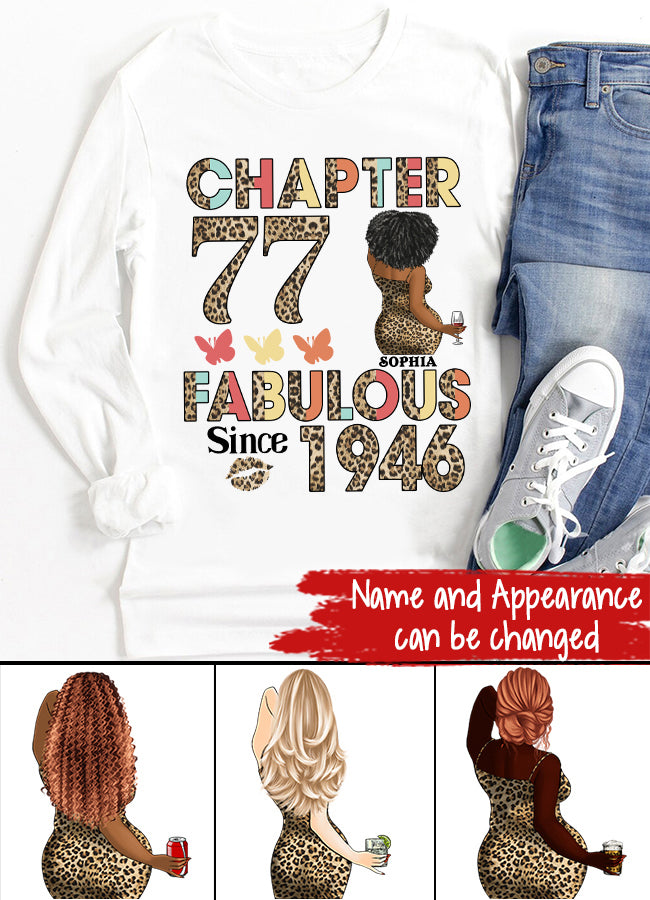 Chapter 77, Fabulous Since 1946 77th Birthday Unique T Shirt For Woman, Custom Birthday Shirt, Her Gifts For 77 Years Old , Turning 77 Birthday Cotton Shirt