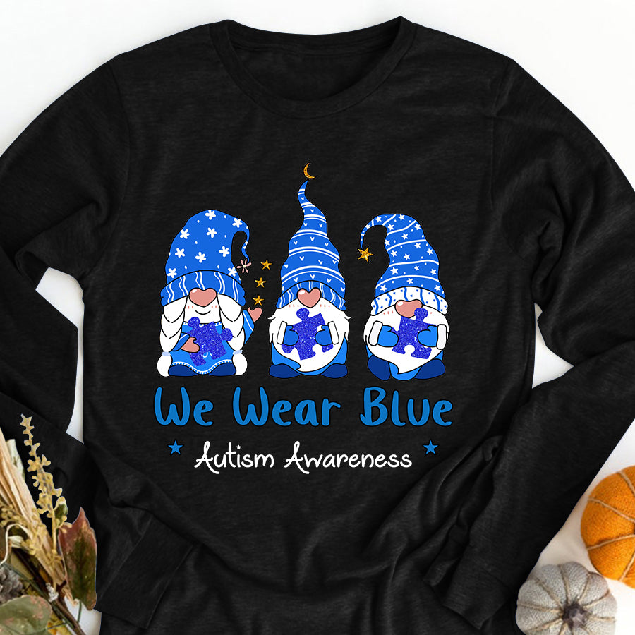 Gnomes In April We Wear Blue Autism Awareness T-Shirt Autism Awareness Shirt