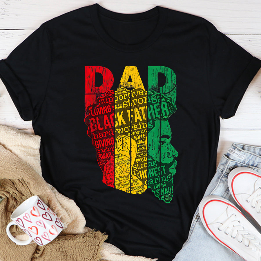 Father Day Shirt Funny Father Day Shirt Mens Mens Strong Black Dad King African American Tee Natural Afro T-Shirt