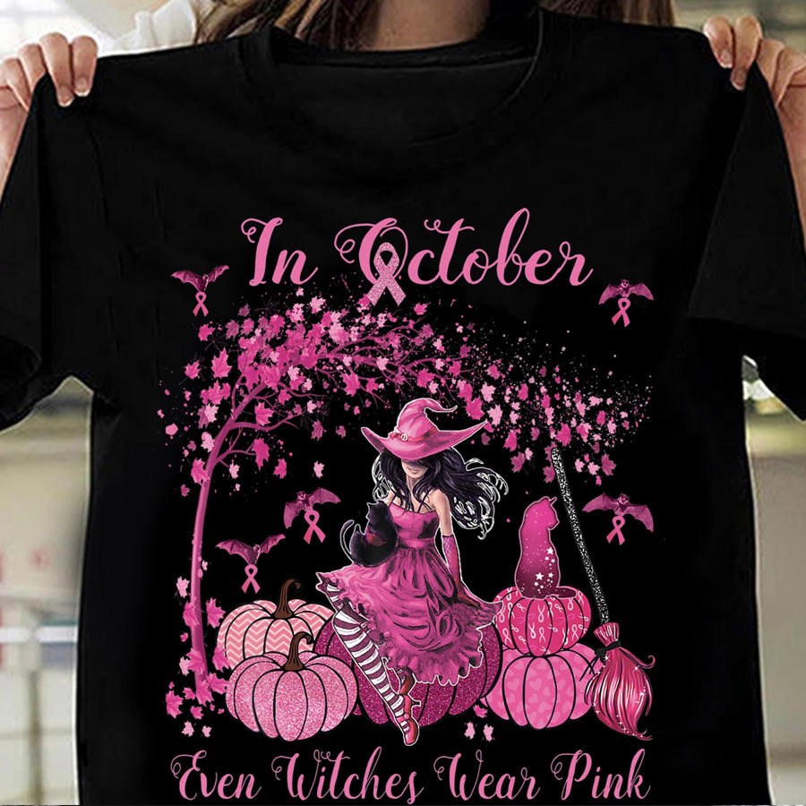 In october we wear pink  Halloween T Shirt, cute Halloween Shirt, Pumpkin Shirt, Breast Cancer skull t shirt, Shirt For Women
