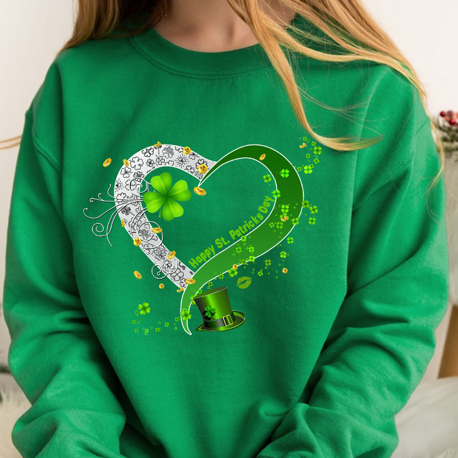 Saint Patrick&#39;s Day Heart Shirt, St Patrick Day Shirt, Shamrock Shirt, Heart Shamrock Shirt, Lucky Shirt, Irish Shirt, St. Paddy&#39;s Day Shirt
