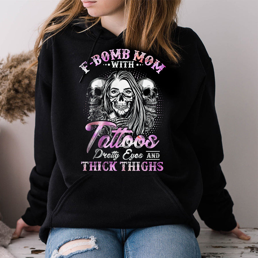 F Bomb Mom With Tattoos, Mother&#39;s Day T Shirt, F Bomb Mom With Tattoos Shirt, Mom Life Skull Shirt, Mother&#39;s Day Tee Shirts, Mother Day Gift