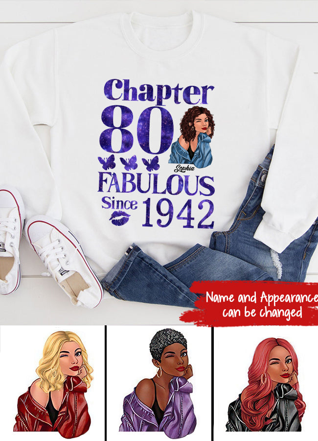 Chapter 80, Fabulous Since 1942 80th Birthday Unique T Shirt For Woman, Custom Birthday Shirt, Her Gifts For 80 Years Old , Turning 80 Birthday Cotton Shirt