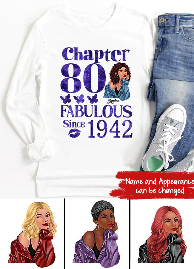 Chapter 80, Fabulous Since 1942 80th Birthday Unique T Shirt For Woman, Custom Birthday Shirt, Her Gifts For 80 Years Old , Turning 80 Birthday Cotton Shirt