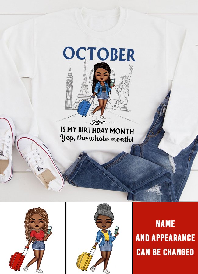 Custom October Birthday Shirt For Woman, Queens are Born In October Gifts, Melanin Afro Woman Shirt, Black Girl Tee, Afro Queen Gift