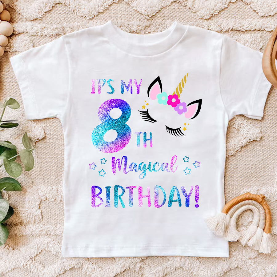 8th Birthday Shirt, Girl, 8 Birthday Shirt, Unicorn Birthday Shirt, Shirts For 8 Year Olds, Cute Birthday Shirt Ideas, Best T Shirts 2021, Baby Shirt