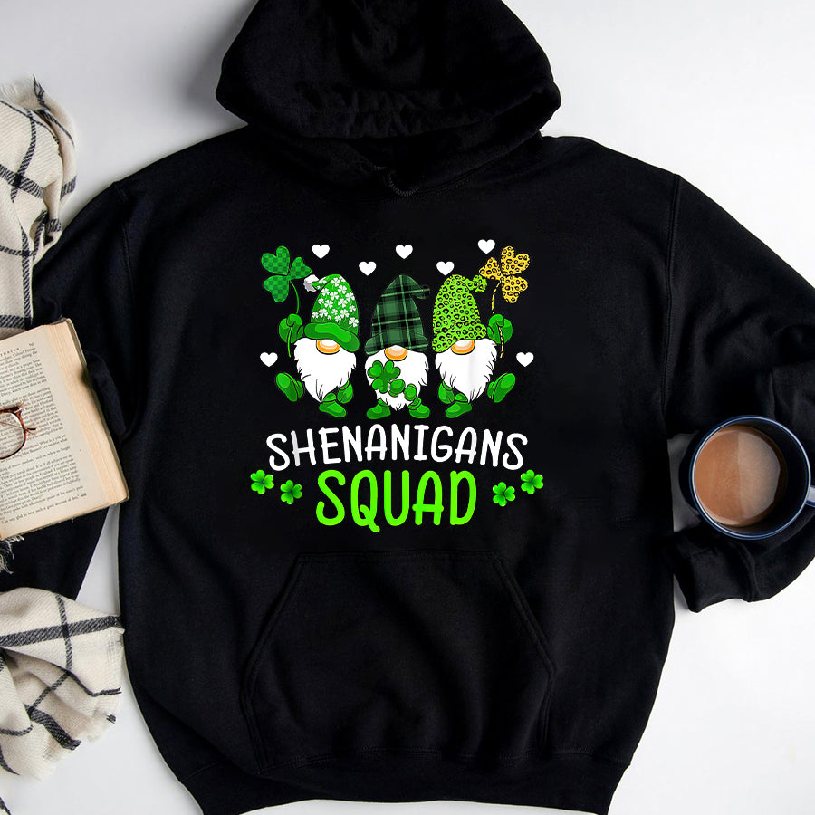 St Patricks Day Shirt Shenanigans Squad St Patricks Day Gnomes Green Proud Irish T-Shirt Funny St Patricks Day Shirts