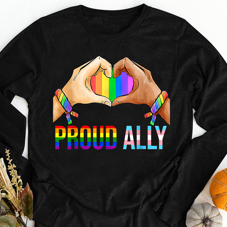 LGBT Shirts, Rainbow Pride Shirt, Proud Ally Pride LGBT Transgender Flag Heart Gay Lesbian T-Shirt