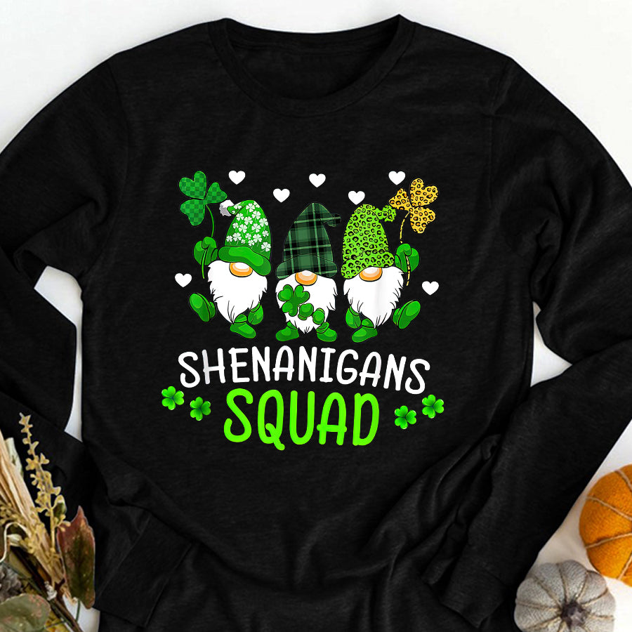St Patricks Day Shirt Shenanigans Squad St Patricks Day Gnomes Green Proud Irish T-Shirt Funny St Patricks Day Shirts