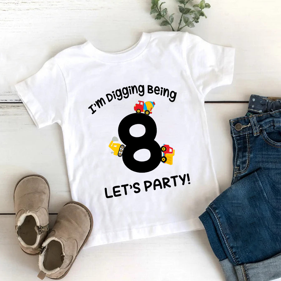 8th Birthday Shirt, Construction Birthday Shirt, Eight Birthday Shirt, 8th Birthday T Shirt, Baby Shirt