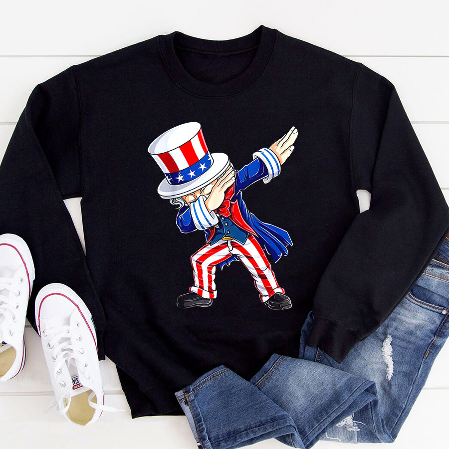 Independence Day Shirt Dabbing Uncle Sam 4th of July Men Funny Dab Dance T-Shirt