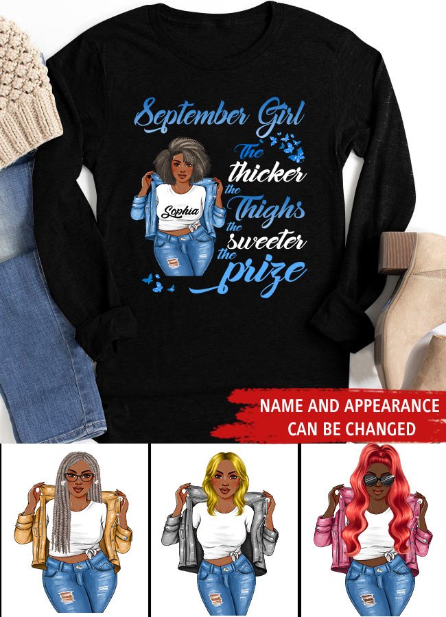 September Birthday Shirt, Custom Birthday Shirt, Queens are Born In September, September Birthday Shirts For Woman, September Birthday Gifts, Melanin Afro Woman Shirt, Black Girl Tee, Afro Queen Black Pride Gift