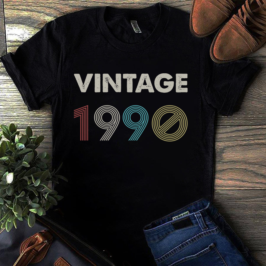 Vintage 1990 Shirt, 33rd Birthday Shirt, Gifts For 33rd Years Old, 33rd And Fabulous Shirt, Turning 33rd And Fabulous Birthday Cotton Shirt