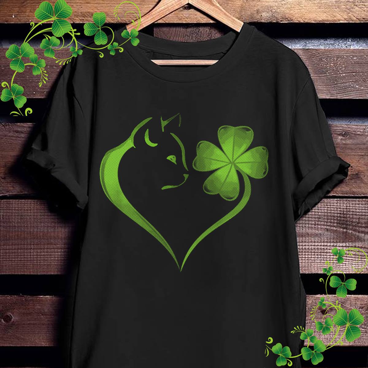 Cat St Patrick's Day, Shamrock Shirt, Luck Of The Irish, Heart Shamrock Shirt, Clover Shirt
