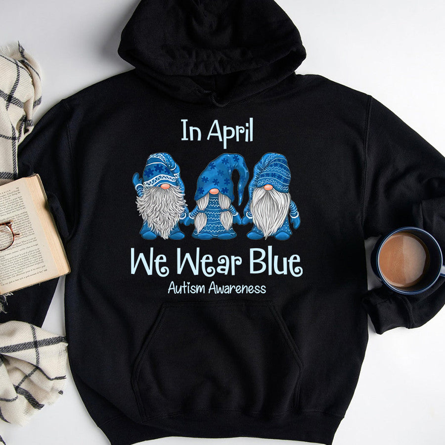Gnomes In April We Wear Blue Autism Awareness T-Shirt Autism Awareness Shirt