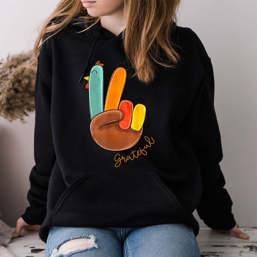 Peace Love Turkey Grateful Turkey Hand Sign Thanksgiving T Shirt ,Family Thanksgiving Shirt ,Funny Thanksgiving Gift