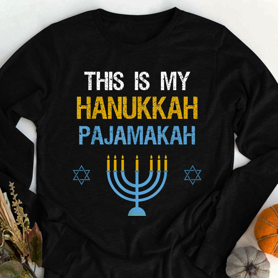 This Is My Hanukkah Pajamakah Chanukah Pajama T Shirt, Funny Hanukkah Shirts, Chanukah Gifts