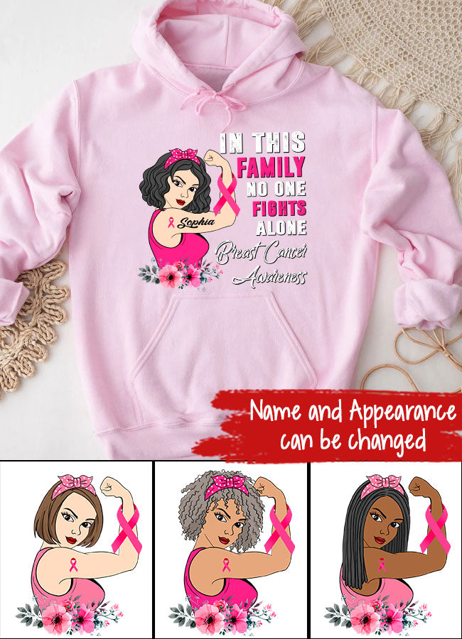 Personalized Breast Cancer Survivor Shirt In This Family No One Fight Alone Breast Cancer Awareness T-Shirt