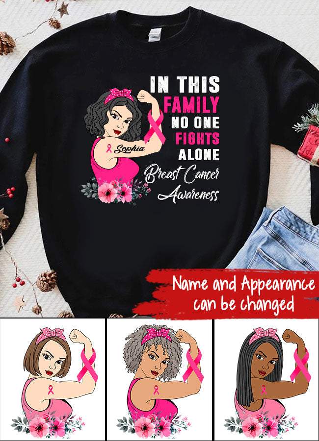 Personalized Breast Cancer Survivor Shirt In This Family No One Fight Alone Breast Cancer Awareness T-Shirt