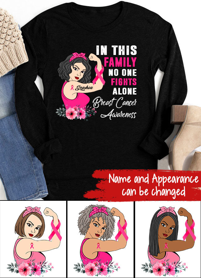 Personalized Breast Cancer Survivor Shirt In This Family No One Fight Alone Breast Cancer Awareness T-Shirt