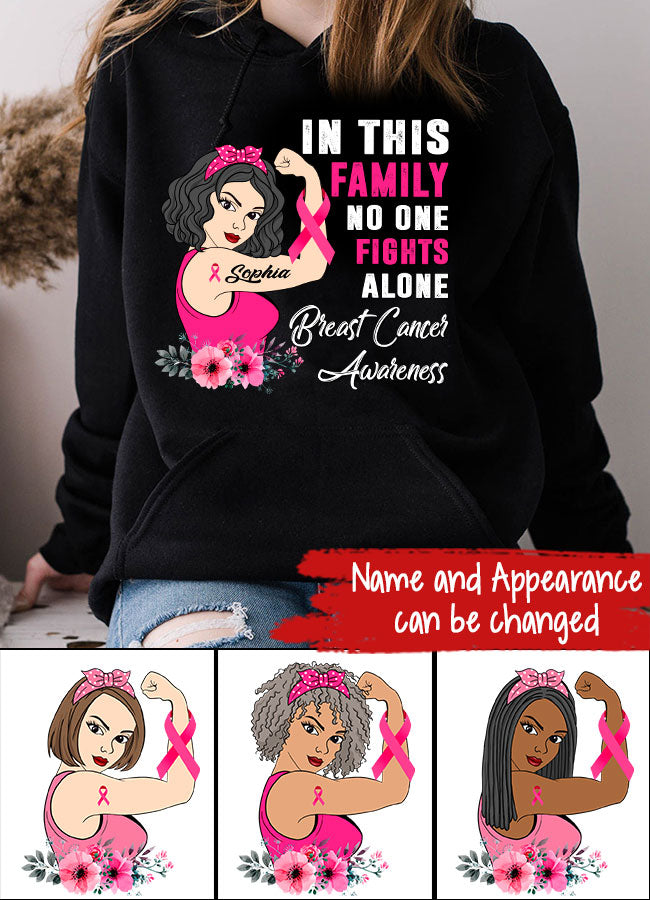 Personalized Breast Cancer Survivor Shirt In This Family No One Fight Alone Breast Cancer Awareness T-Shirt