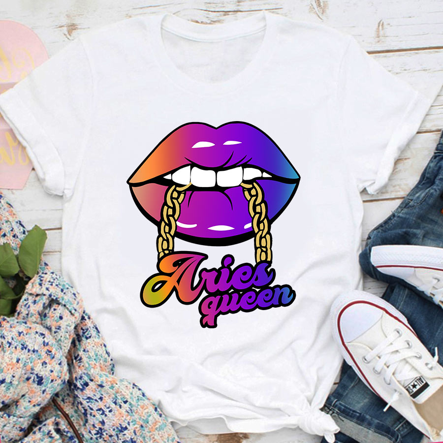 Aries Girl, Aries Birthday Shirts For Woman, Aries Birthday Month, Aries Cotton T-Shirt For Her